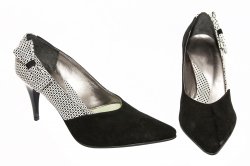 Pantofi dama cu toc - Pantofi dama cu toc din piele 725 negru piper
