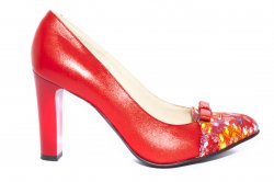 Pantofi dama cu toc  - Pantofi dama cu toc gros 040.4 rosu 34-41