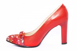 Pantofi dama cu toc  - Pantofi dama cu toc gros 040.4 rosu 34-41