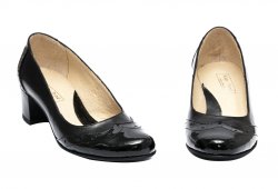 Pantofi dama cu toc  - Pantofi dama cu toc mic 219.8 negru lac brodat 34-40