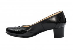 Pantofi dama cu toc  - Pantofi dama cu toc mic 219.8 negru lac brodat 34-40