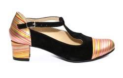 Pantofi dama cu toc  - Pantofi dama cu toc mic 219 negru curcubeu 34-40