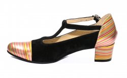 Pantofi dama cu toc  - Pantofi dama cu toc mic 219 negru curcubeu 34-40