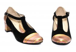 Pantofi dama cu toc  - Pantofi dama cu toc mic 219 negru curcubeu 34-40