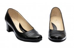 Pantofi dama cu toc - Pantofi dama cu toc mic hape 219A negru box lac 34-40