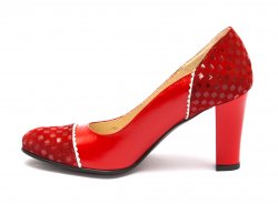 Pantofi dama cu toc - Pantofi dama cu toc piele naturala hape 952B rosu sah 34-40