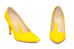 Pantofi dama cu toc - Pantofi dama din piele cu toc stileto 004 galben 34-41