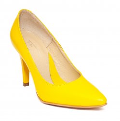 Pantofi dama cu toc - Pantofi dama din piele cu toc stileto 004 galben 34-41