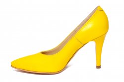 Pantofi dama cu toc  - Pantofi dama din piele cu toc stileto 004 galben 34-41