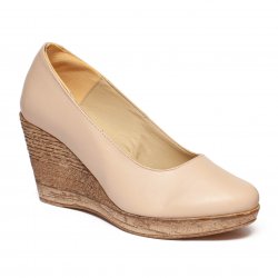 Pantofi dama cu toc  - Pantofi dama platforma 8cm piele Oana bej 34-41