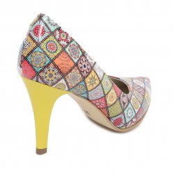 Pantofi dama cu toc - Pantofi dama stileto cu toc 8cm din piele 004 mozaic 33-40