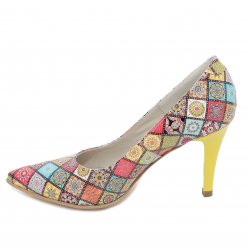 Pantofi dama cu toc - Pantofi dama stileto cu toc 8cm din piele 004 mozaic 33-40