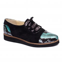 Pantofi copii  - Pantofi fete din piele 026s1 negru croco verde 34-41