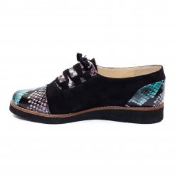 Pantofi copii  - Pantofi fete din piele 026s1 negru croco verde 34-41