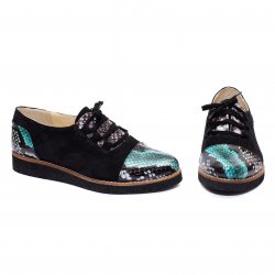 Pantofi copii  - Pantofi fete din piele 026s1 negru croco verde 34-41