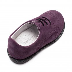 Pantofi copii  - Pantofi fete din piele intoarsa cu talonet hokide 207 mov sclipici 19-38