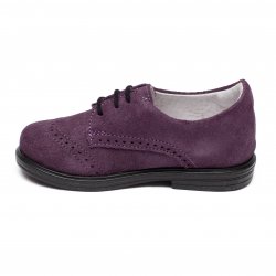 Pantofi copii  - Pantofi fete din piele intoarsa cu talonet hokide 207 mov sclipici 19-38