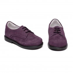 Pantofi copii  - Pantofi fete din piele intoarsa cu talonet hokide 207 mov sclipici 19-38