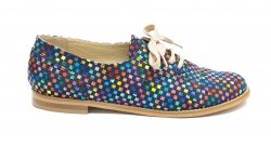 Pantofi copii  - Pantofi fete din piele naturala 026s1 sah multicolor 34-41