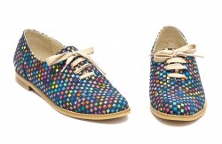 Pantofi copii  - Pantofi fete din piele naturala 026s1 sah multicolor 34-41