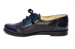 Pantofi copii  - Pantofi fete eleganti scoala piele naturala 026s1 blu lac 34-41