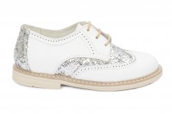 Pantofi copii  - Pantofi fete hokide piele 404 alb gliter 26-37