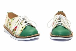 Pantofi copii - Pantofi fete piele DM 1399 alb verde flori 19-25