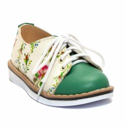 Pantofi copii - Pantofi fete piele DM 1399 alb verde flori 19-25