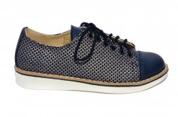 Pantofi copii - Pantofi fete piele naturala 1384 blu arg 26-36