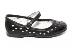 Pantofi balerini copii  - Pantofi fete scoala hokide 383 negru perforat 26-35