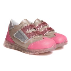 Pantofi sport copii - Pantofi fete sport cu talonet pj shoes Tokyo roz gliter 18-26