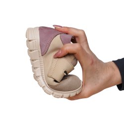 Pantofi sport copii  - Pantofi fete sport din piele cu talonet pj shoes Tokyo bej lila 19-26 