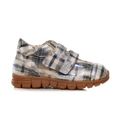 Pantofi sport copii  - Pantofi fete sport din piele cu talonet pj shoes Tokyo bej print 19-26