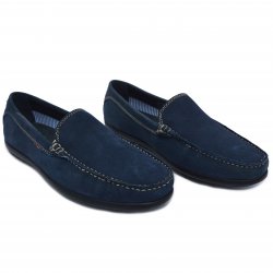 Pantofi barbati - Pantofi mocasini barbati din piele intoarsa MC01 blu 39-46