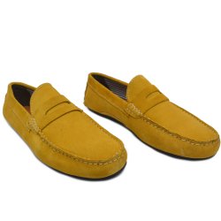 Pantofi barbati  - Pantofi mocasini barbati din piele intoarsa MC01 galben mustar 39-46