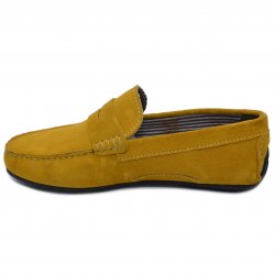 Pantofi barbati  - Pantofi mocasini barbati din piele intoarsa MC01 galben mustar 39-46