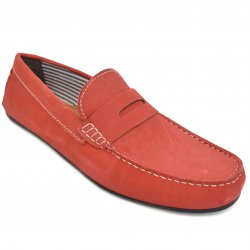 Pantofi barbati - Pantofi mocasini barbati piele intoarsa MC01 rosu 39-46