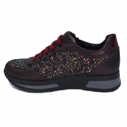 Pantofi sport copii - Pantofi sneakers fete cu talpa inalta din piele 2027 mov 35-40