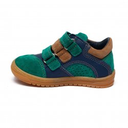 Pantofi sport copii  - Pantofi sport copii din piele cu talonet 799 blu verde 19-30