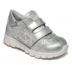 Pantofi sport copii - Pantofi sport fete cu talonet pj shoes Tokyo argintiu alb 18-26