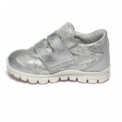 Pantofi sport copii - Pantofi sport fete cu talonet pj shoes Tokyo argintiu alb 18-26