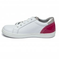 Pantofi sport copii - Pantofi sport fete din piele hokide 400 alb fuxia 26-37