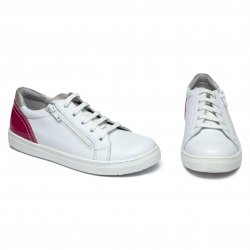 Pantofi sport copii - Pantofi sport fete din piele hokide 400 alb fuxia 26-37