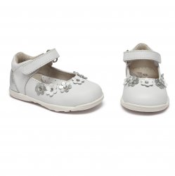 Pantofi balerini copii  - Pantofiori balerini fetite din piele cu talonet pj shoes Emma alb 20-26