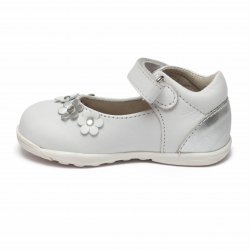 Pantofi balerini copii  - Pantofiori balerini fetite din piele cu talonet pj shoes Emma alb 20-26