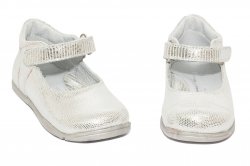 Pantofi balerini copii  - Pantofiori balerini fetite piele naturala pj shoes Emma argintiu 20-26