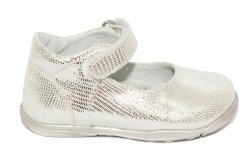 Pantofi balerini copii  - Pantofiori balerini fetite piele naturala pj shoes Emma argintiu 20-26