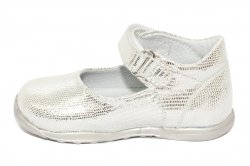 Pantofi balerini copii  - Pantofiori balerini fetite piele naturala pj shoes Emma argintiu 20-26