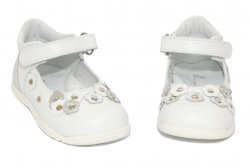 Pantofi balerini copii  - Pantofiori balerini fetite din piele cu talonet pj shoes Emma alb 20-26