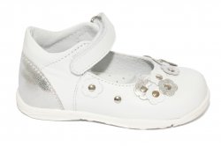 Pantofi balerini copii  - Pantofiori balerini fetite din piele cu talonet pj shoes Emma alb 20-26
